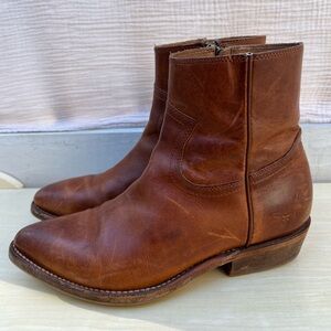 Frye Billy Leather Zip Up Western Ankle Boots